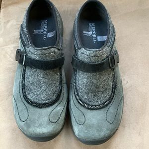 Merrell Encore Gray Sidestep slip on mules shoes womens size 9